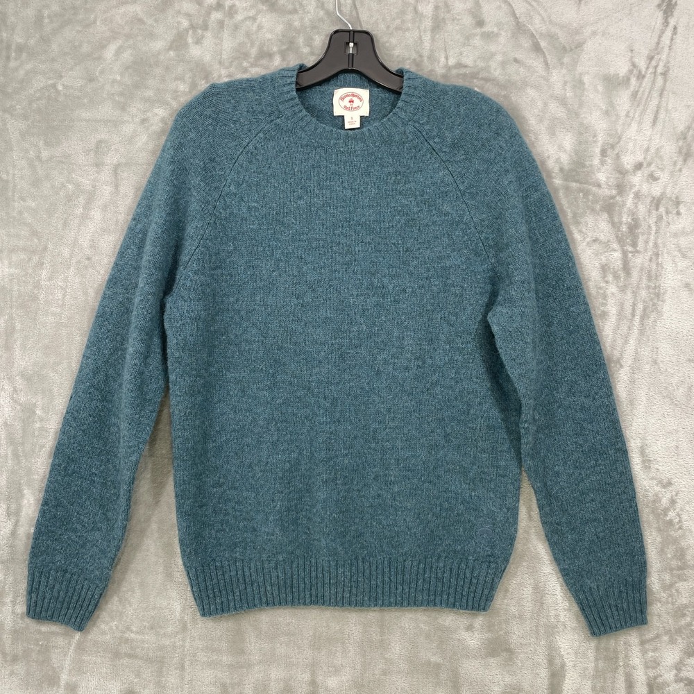 Brooks Brothers Red Fleece 100% Wool Sweater Mens Small Pullover Teal Blue HOLE!